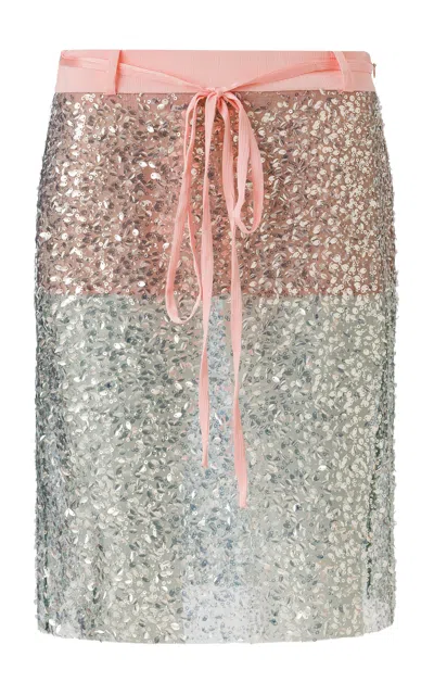 Siedres Shailene Low-rise Sequined Midi Skirt In Green