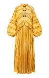 Siedres Shale Ruffled Oversized Cotton Maxi Dress In Yellow