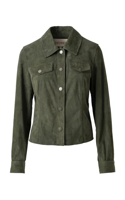 Siedres Shirly Suede Overshirt In Green
