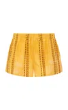 Siedres Shol Printed Cotton Mini Shorts In Yellow