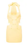Siedres Sigrid Cutout Detailed Cotton Mini Dress In Yellow