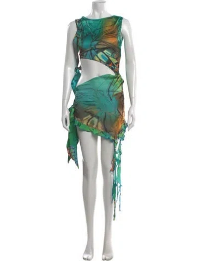 Pre-owned Siedres Silk Long Dress In Green