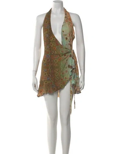 Pre-owned Siedres Silk Mini Dress In Multi