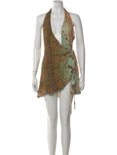 Pre-owned Siedres Silk Mini Dress In Multicolor