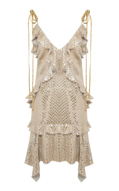 Siedres Silve Ruffled Sequined Mini Dress In Grey