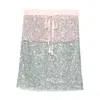 Siedres Sequin-embellished Drawstring Skirt In Pink