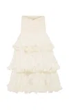 Siedres Soje Ruffled Georgette Maxi Skirt In Off-white