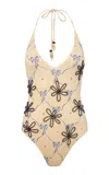 Siedres Solena Halter Neck One-piece Swimsuit In Yellow