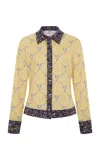 Siedres Sorel Contrast-trim Cotton-poplin Button-down Shirt In Yellow
