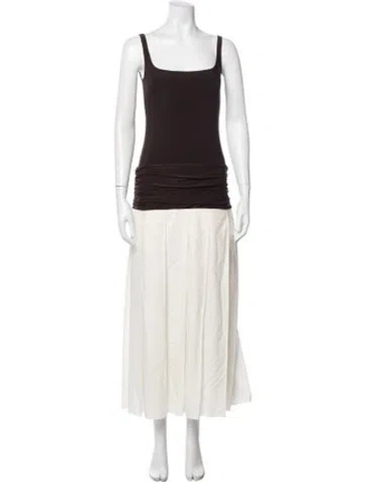 Pre-owned Siedres Square Neckline Long Dress In Brown