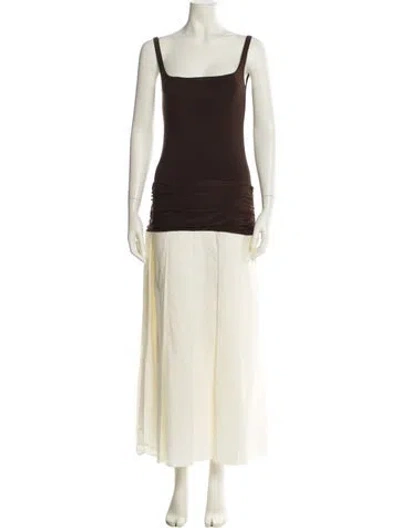 Pre-owned Siedres Square Neckline Long Dress In Yellow