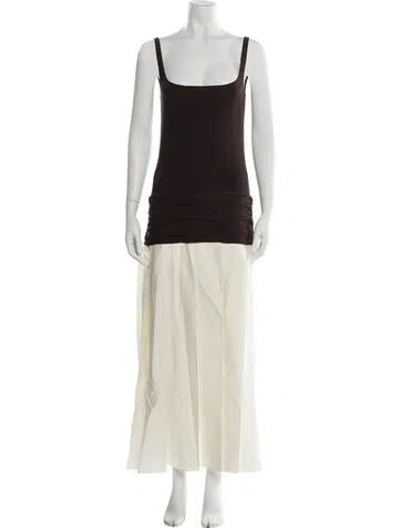 Pre-owned Siedres Square Neckline Long Dress In Yellow