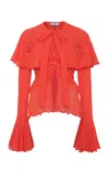 Siedres Stella Cape-effect Mesh Blouse In Orange