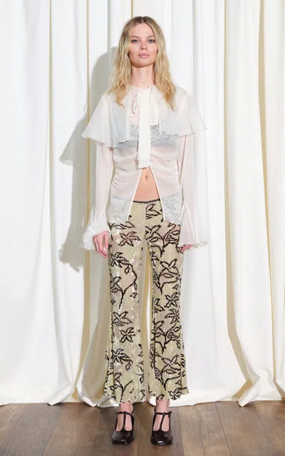 Siedres Stella Capelet Silk Blouse In White