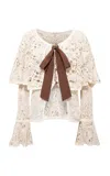 Siedres Stella Crocheted Cape Cardigan In White