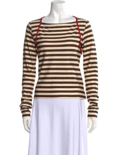 Pre-owned Siedres Striped Crew Neck Top W/ Tags In Brown