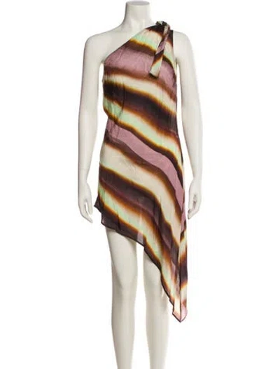 Pre-owned Siedres Striped Knee-length Dress In White