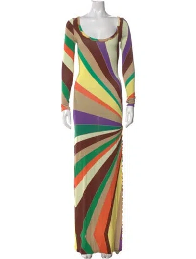 Pre-owned Siedres Striped Long Dress In Orange