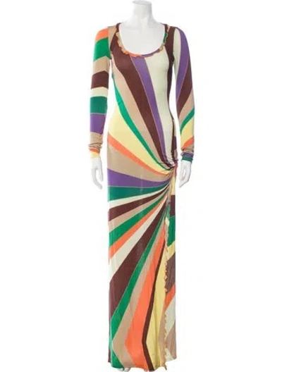 Pre-owned Siedres Striped Long Dress In Orange