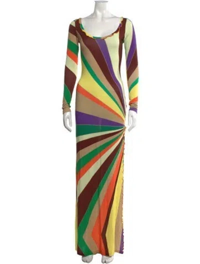 Pre-owned Siedres Striped Long Dress W/ Tags In Orange