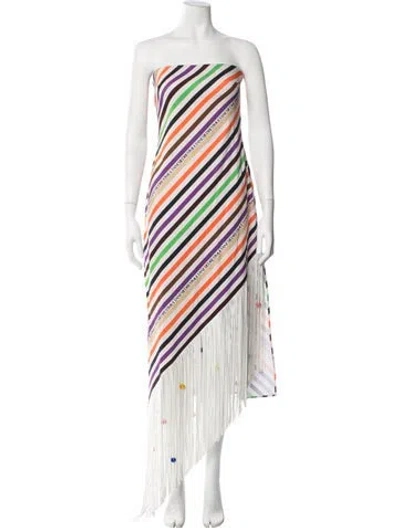 Pre-owned Siedres Striped Long Dress W/ Tags In White