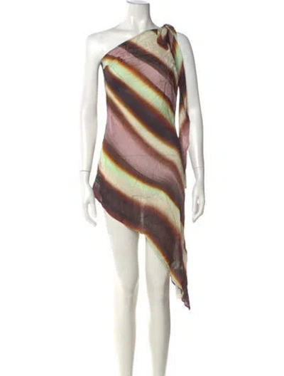 Pre-owned Siedres Striped Mini Dress In Brown