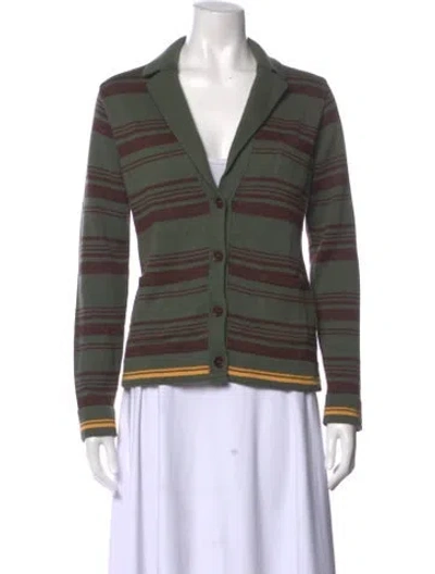 Pre-owned Siedres Striped Open Front Sweater In Green