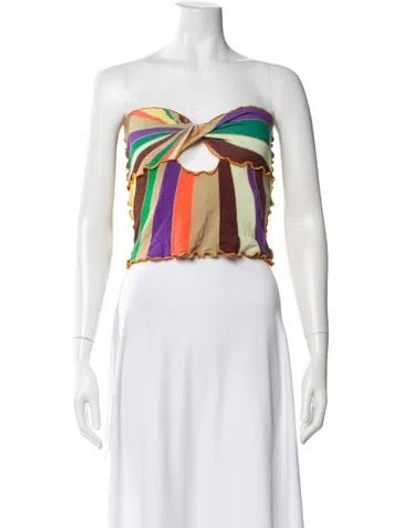 Pre-owned Siedres Striped Strapless Crop Top In Multi