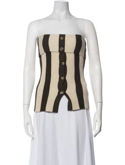 Pre-owned Siedres Striped Strapless Top In Neutrals