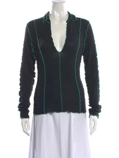 Pre-owned Siedres Striped V-neck Sweater In Gray