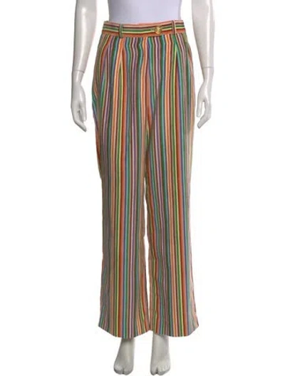 Pre-owned Siedres Striped Wide Leg Pants In Brown