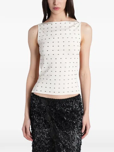 Siedres Stud-embellished Backless Top In Neutral