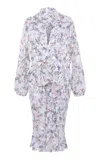 Siedres Sudy Ruffled Devoré Chiffon Midi Dress In White