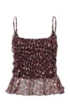 Siedres Sventini Ruched Polka-dot Peplum Top In Multi