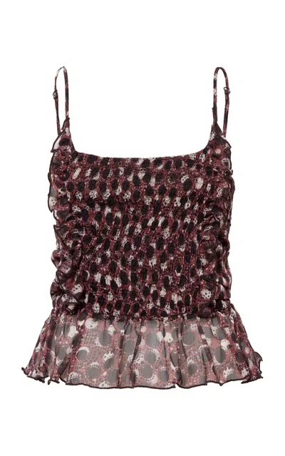 Siedres Sventini Ruched Polka-dot Peplum Top In Multi