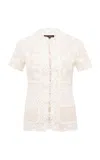 Siedres Syrine Lace Patchwork Cotton Top In White