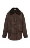 Siedres Theo Shearling-trimmed Suede Jacket In Brown