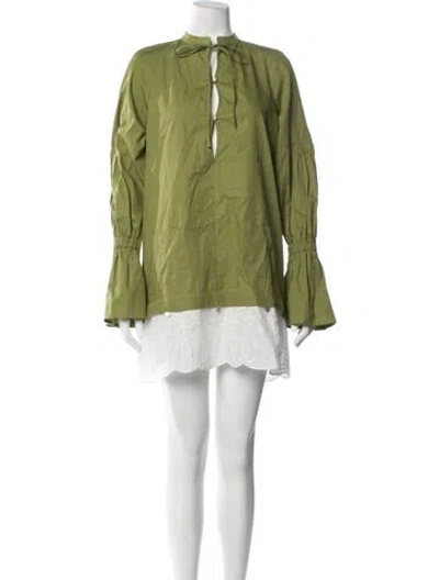 Pre-owned Siedres Tie Neck Mini Dress In Green