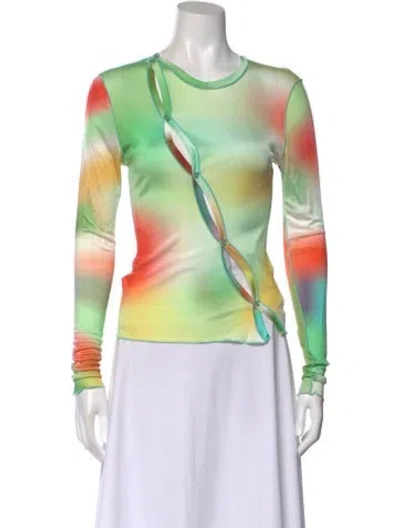 Pre-owned Siedres Tie-dye Print Crew Neck Top In Green