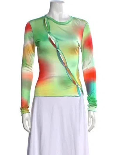 Pre-owned Siedres Tie-dye Print Crew Neck Top In Green