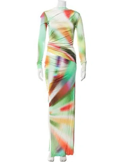 Pre-owned Siedres Tie-dye Print Long Dress In Green