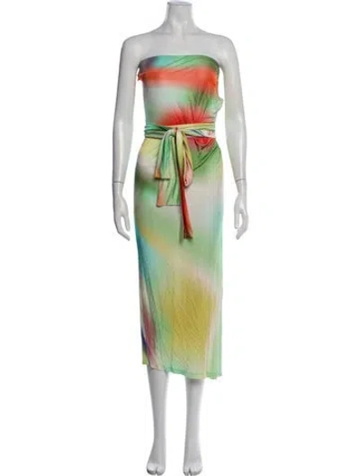 Pre-owned Siedres Tie-dye Print Long Dress In Green
