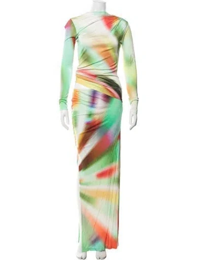 Pre-owned Siedres Tie-dye Print Long Dress In Green