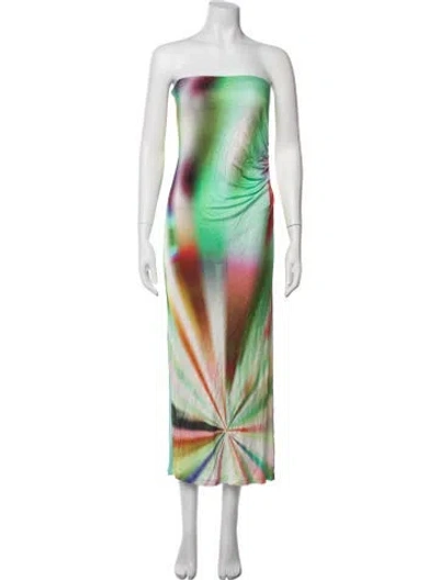 Pre-owned Siedres Tie-dye Print Long Dress In Green