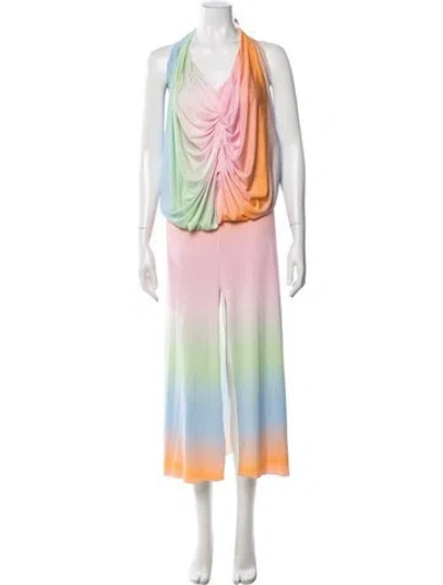 Pre-owned Siedres Tie-dye Print Long Dress In Pink