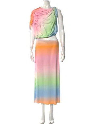 Pre-owned Siedres Tie-dye Print Long Dress In Pink