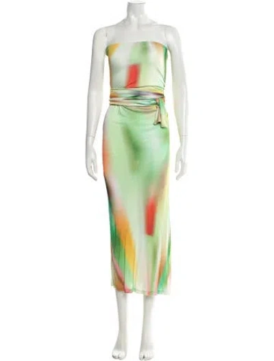 Pre-owned Siedres Tie-dye Print Long Dress W/ Tags In Green