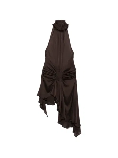 Siedres Toni Ruffled Halterneck Dress In Black