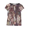Siedres Floral-pattern Mesh Top In Purple