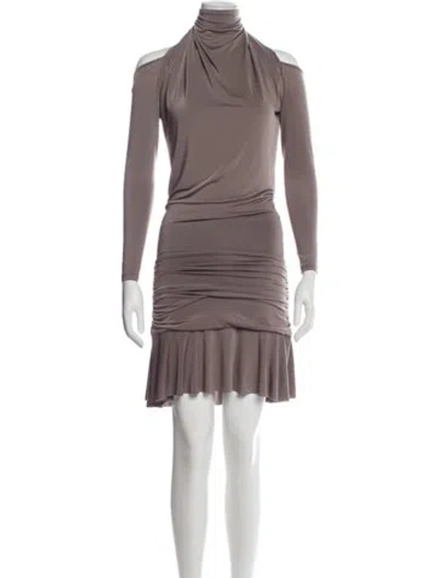 Pre-owned Siedres Turtleneck Mini Dress In Brown